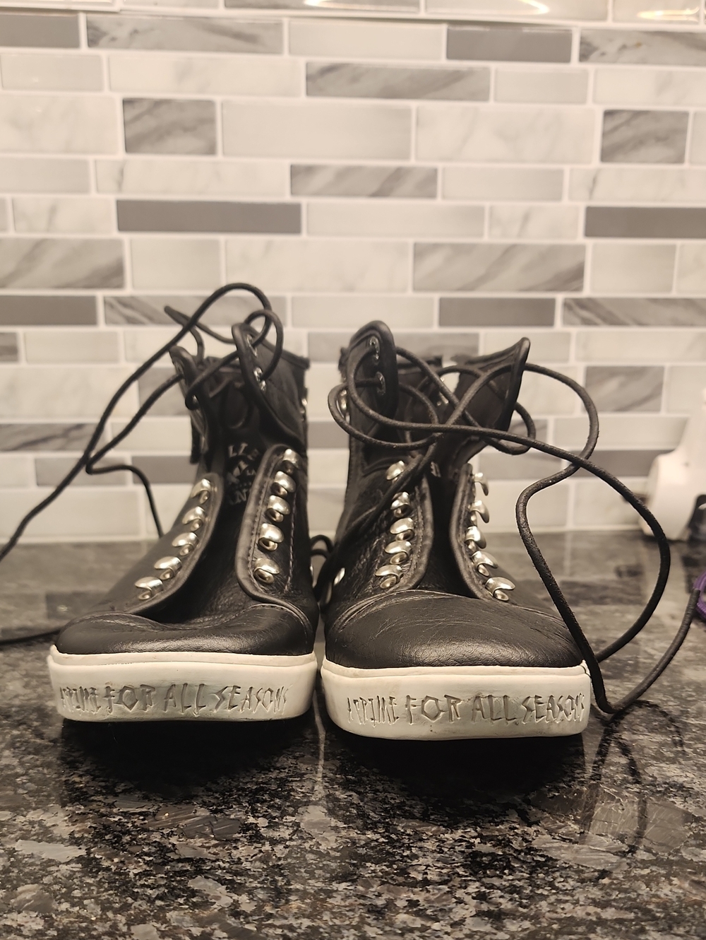 Vans Black High-Top Lace-Up Sneakers with White Soles